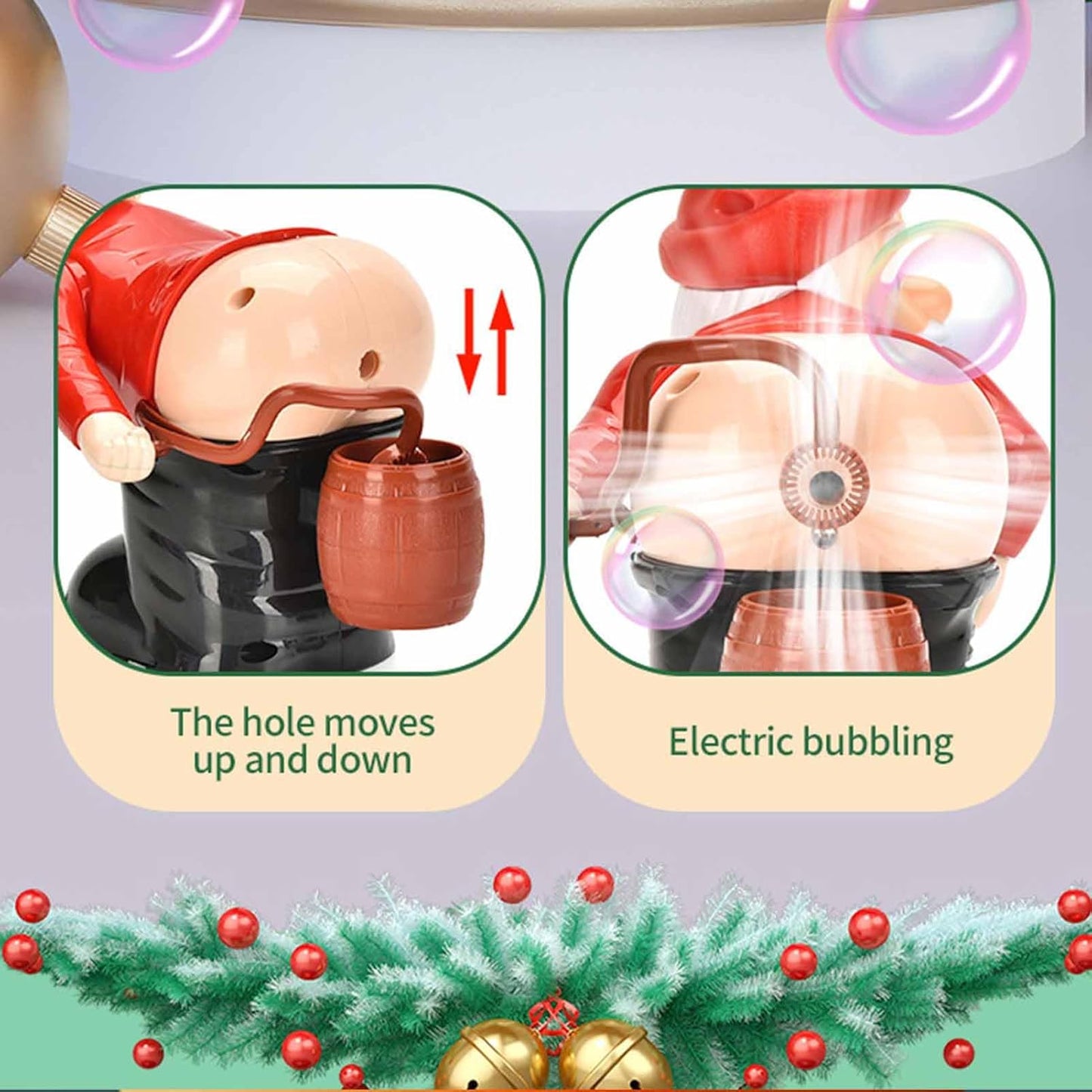 Santa Claus Butt Bubble Machine Christmas Bubble Machine Button Control Funny Bubble Maker for Festival Party Carnival Gathering
