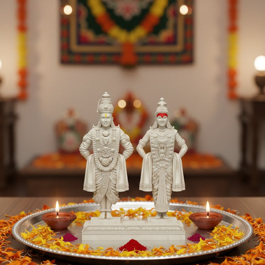 White Marble Lord Vitthal Rukmani Idol