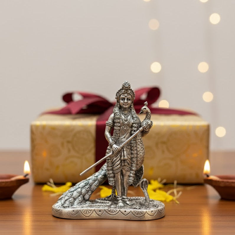 Silver Plated Lord Murgan Ji Idol Style 5 (3 Inch)
