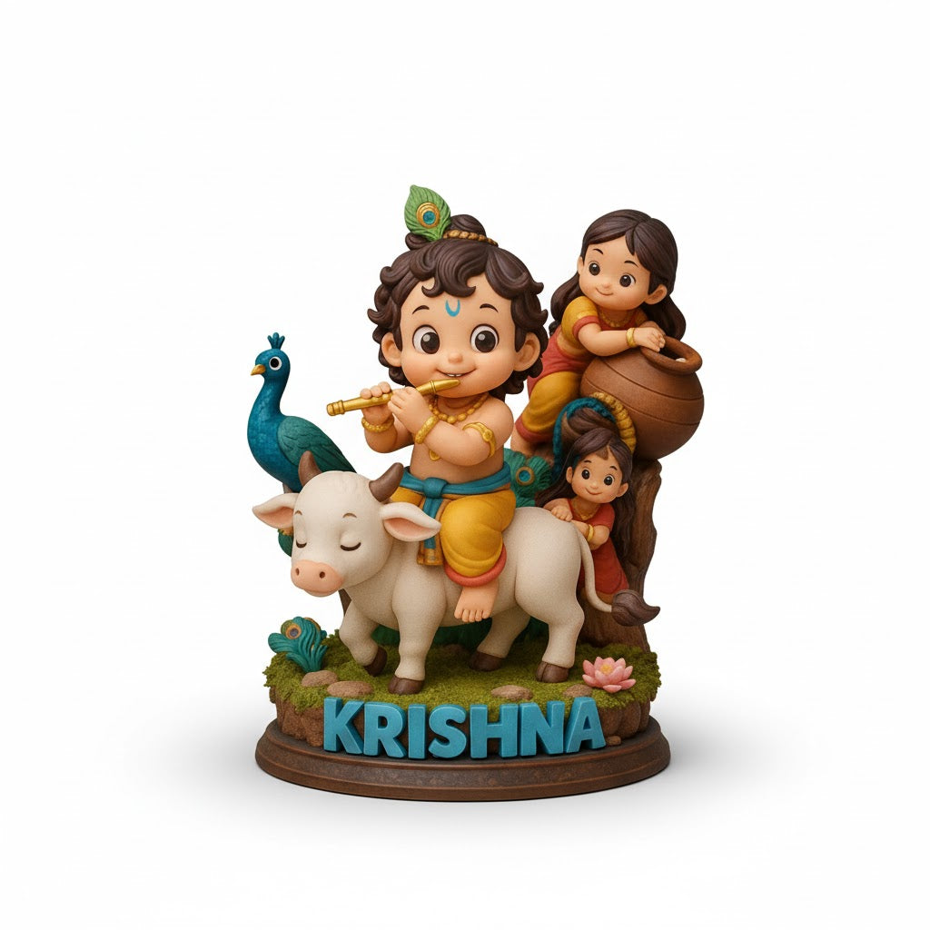 Bal Krishna With Cow Unique Idol (8 Inch)