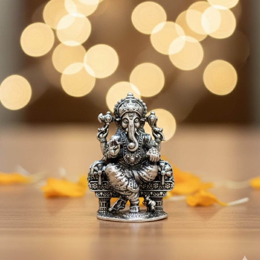 Silver Plated Lord Ganpati Idol (3 Inch)