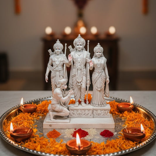 White Marble Lord Ram Darbar Idol