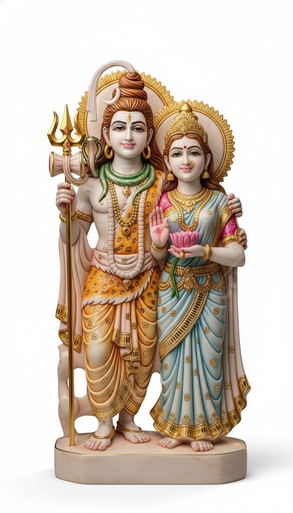 Standing Lord Shiv With Parvati Mata Idol
