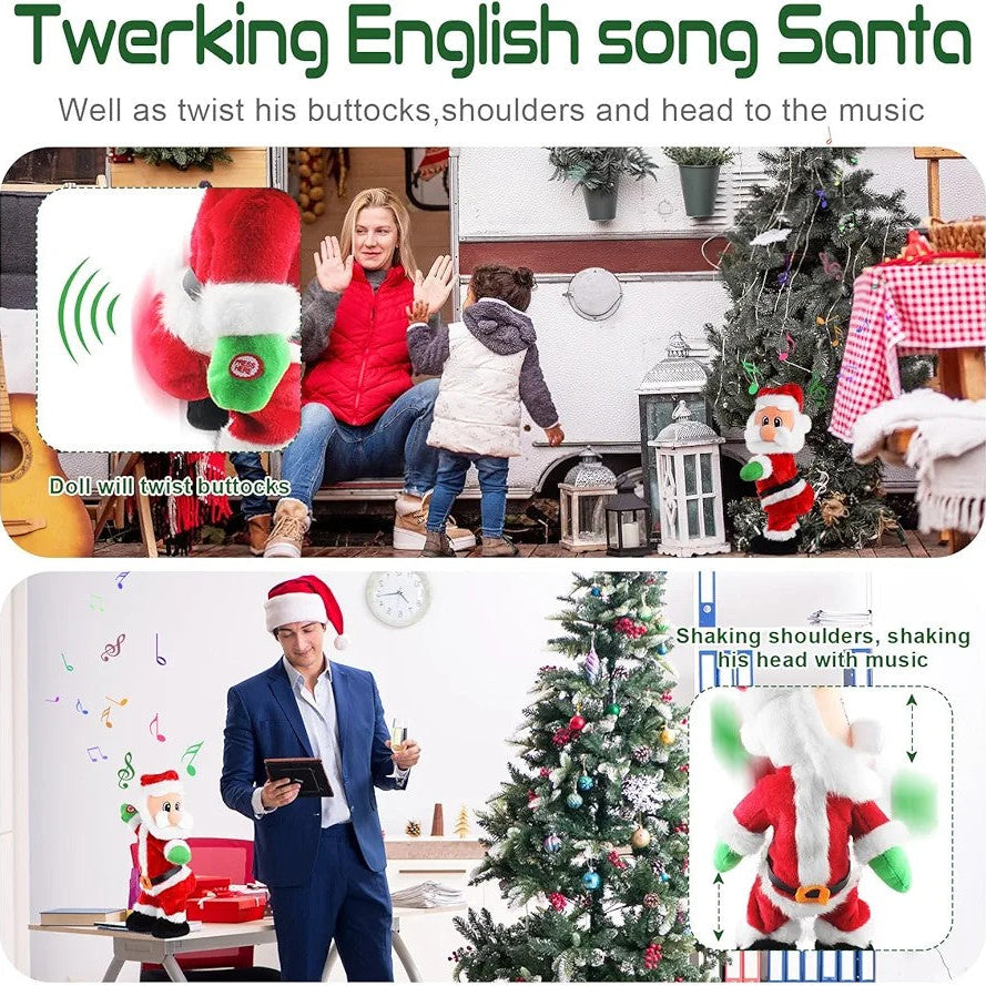 Twerking Santa Claus,Booty Shaking Santa Dancing Santa Claus with Music Singing Animated Christmas Santa Toys for Kids- English Song