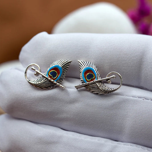 Peacock feather Earring Set