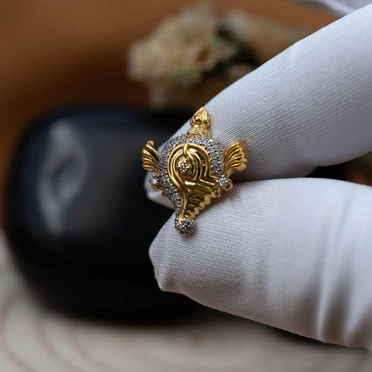 Gold Plated Radiant Shanka Chakra Earrings