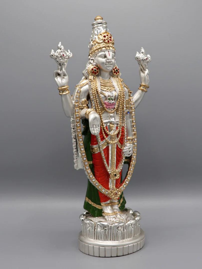 Silver Plated Coloured Balaji Idol