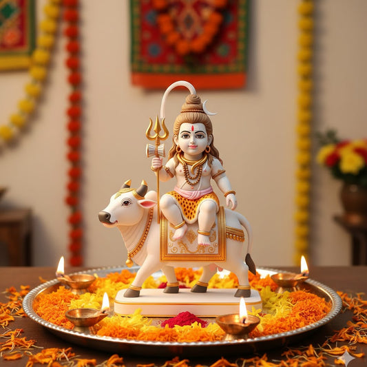 Bal Shiv With Nandi Idol