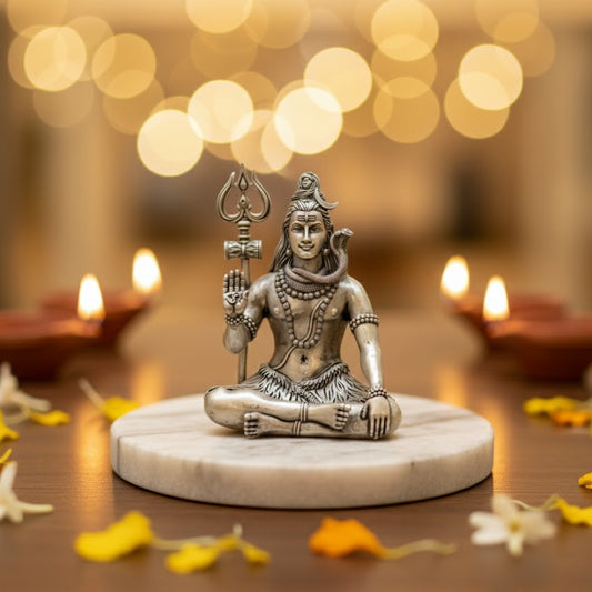 Silver Plated Lord Shiv Idol (3 Inch)