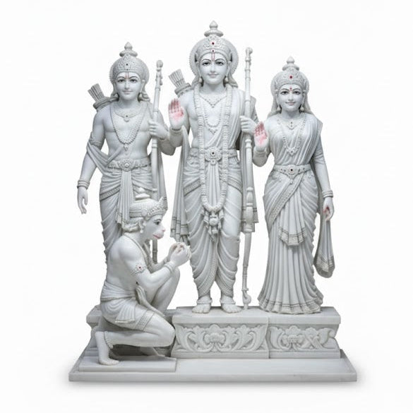 White Marble Lord Ram Darbar Idol