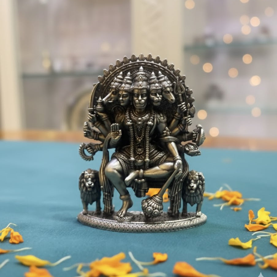 Silver Plated Lord Panchmukhi Hanuman Idol (3 Inch)
