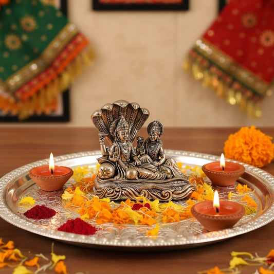 Brass Lord Vishnu Lakshmi Idol
