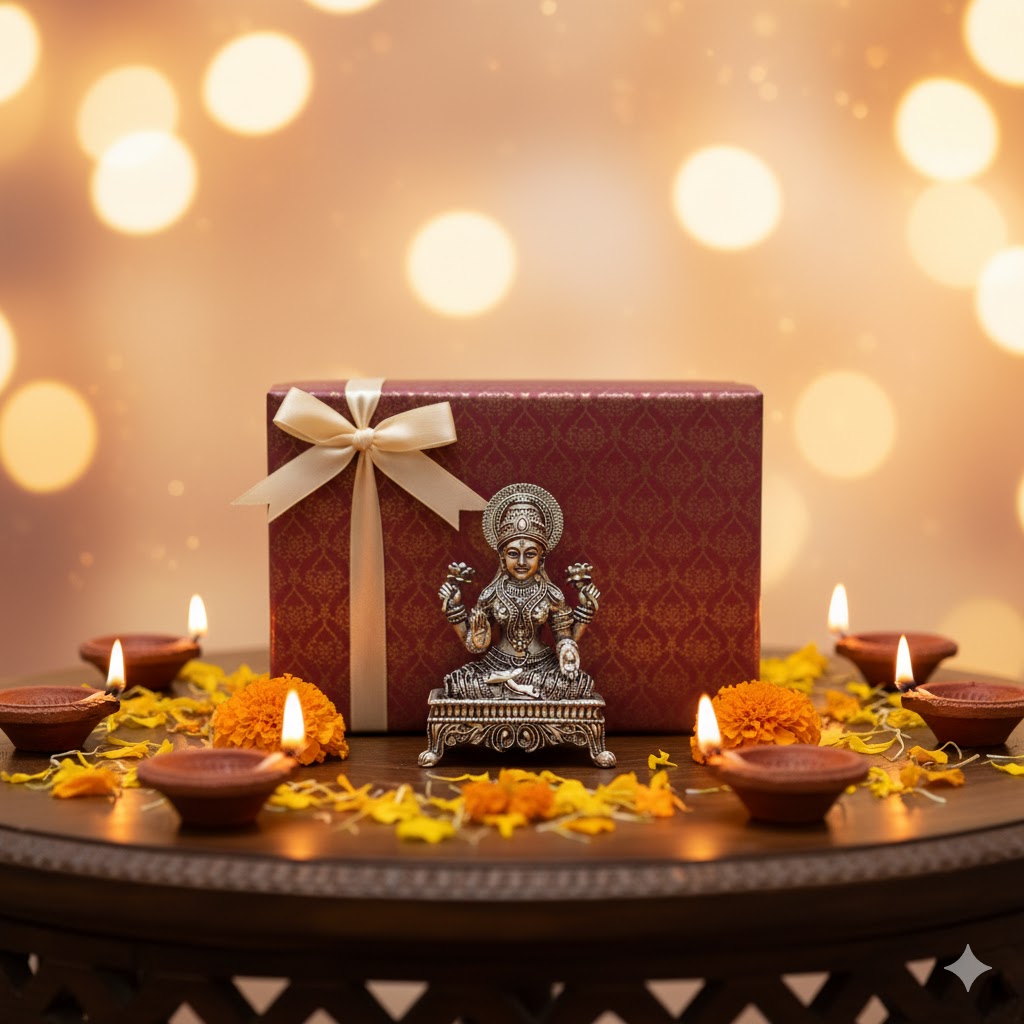 Silver Plated Laxmi Mata Idol (3 Inch)