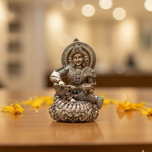 Silver Plated Annapurna Mata Idol (3 Inch)