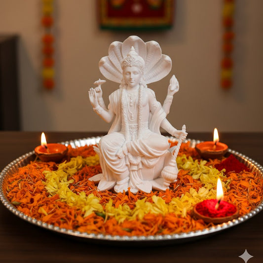 White Marble Lord Vishnu Idol