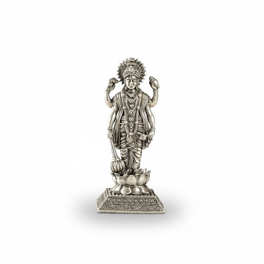 Silver Plated Lord Vishnu Idol with Antique Finish