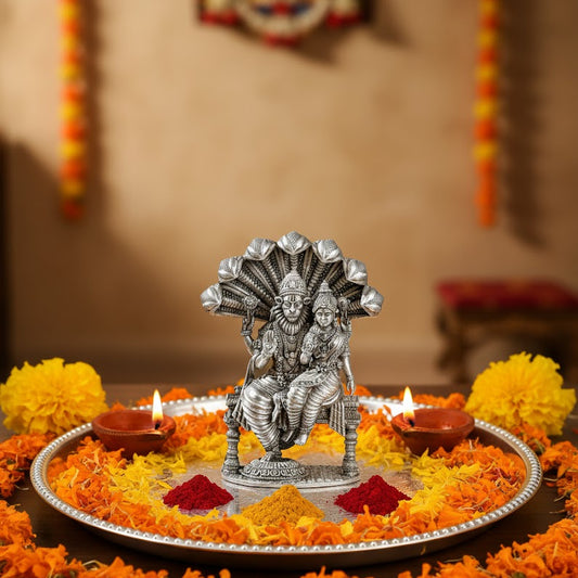 Antique Silver Plated Lakshmi Narasimha Swamy Idol