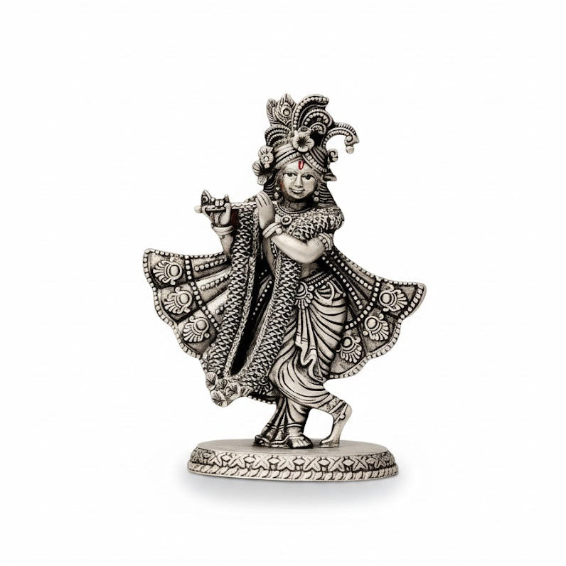 Silver Plated Lord Krishna Idol