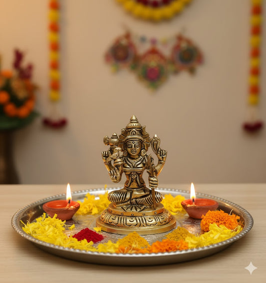 Buy Brass Kamakshi Amman Statue – 450g, 4″ Handcrafted Goddess Idol For Pooja & Home Use