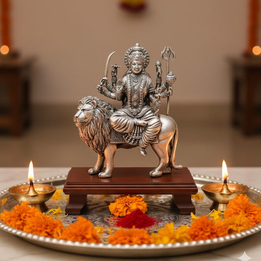 Silver Plated Maa Durga Idol