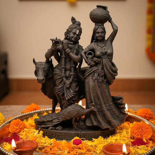 Lord Radha Krishna With Cow Idol