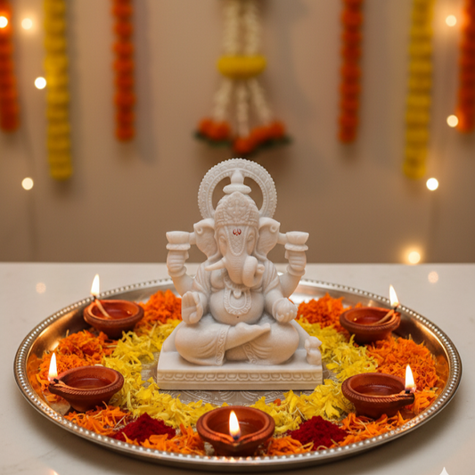 White Marble Lord Ganesha Idol
