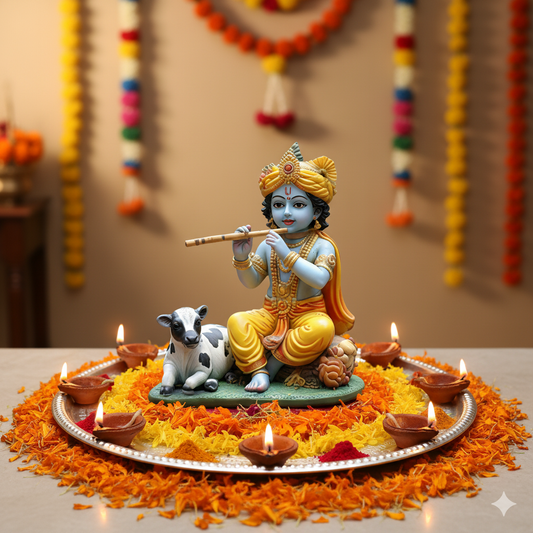Krishna With Cow Idol