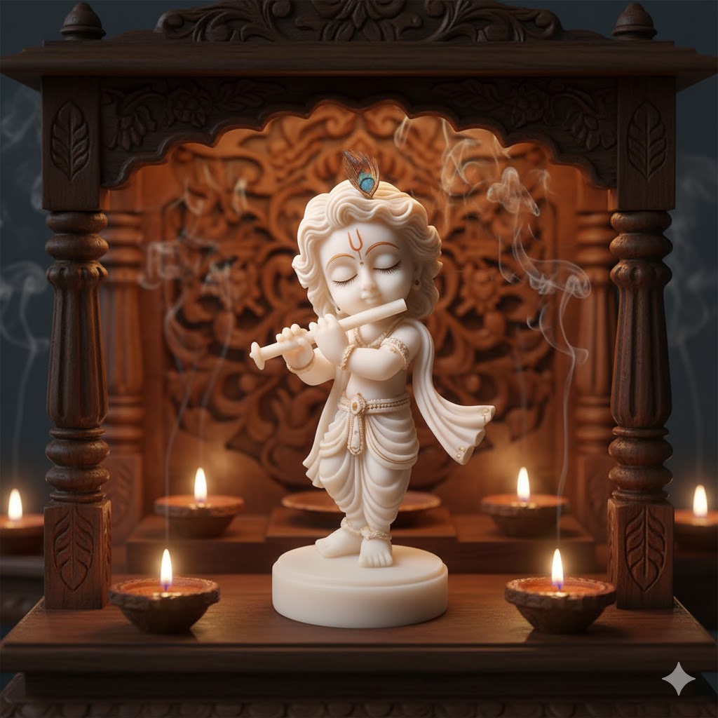 White Marble Bal Krishna Idol