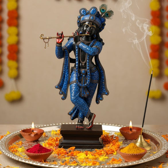 Lord Krishna Statue Antique Color