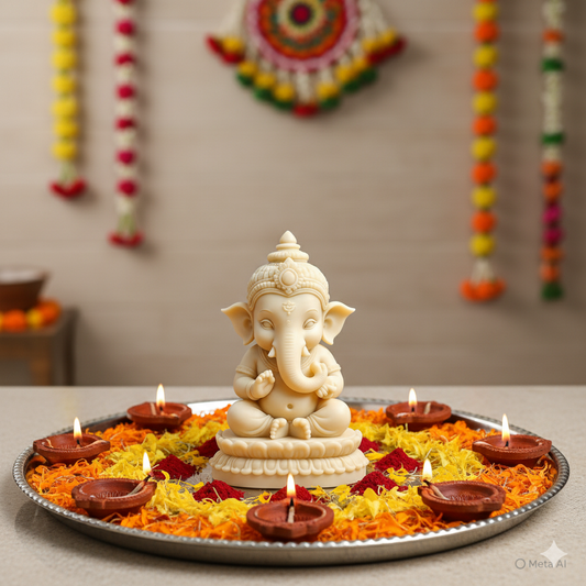 White Marble Bal Ganesha Idol