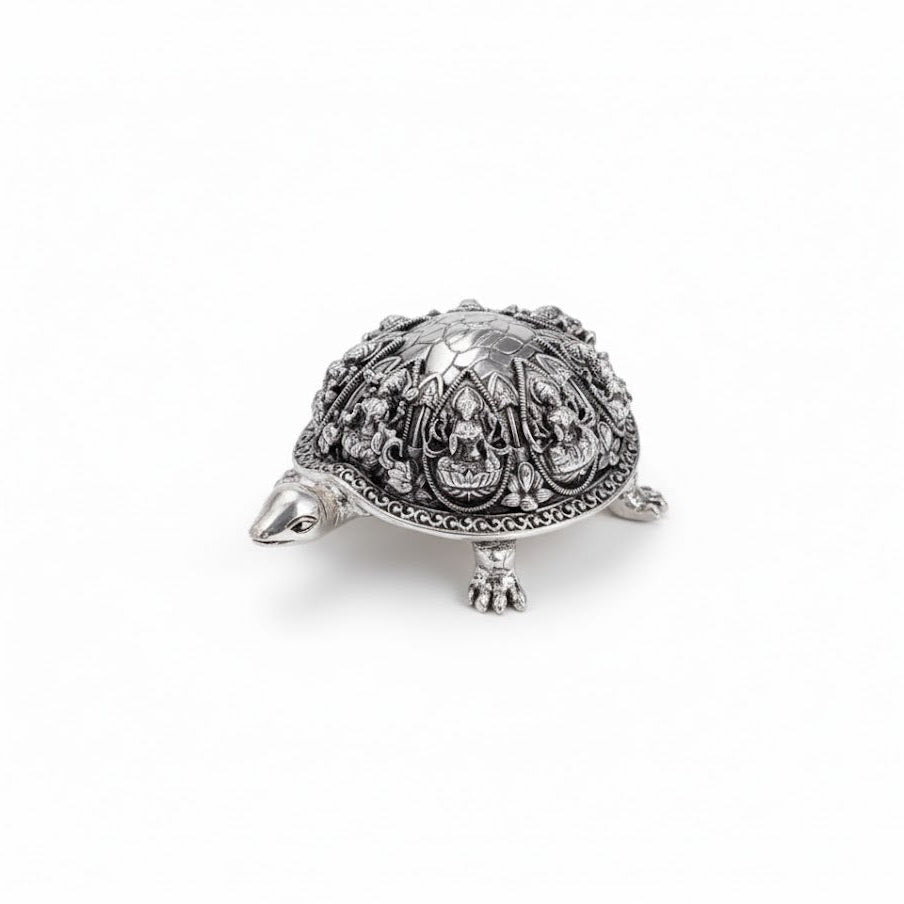 Ashtalakshmi Tortoise Idol - Silver Plated 5 Inch
