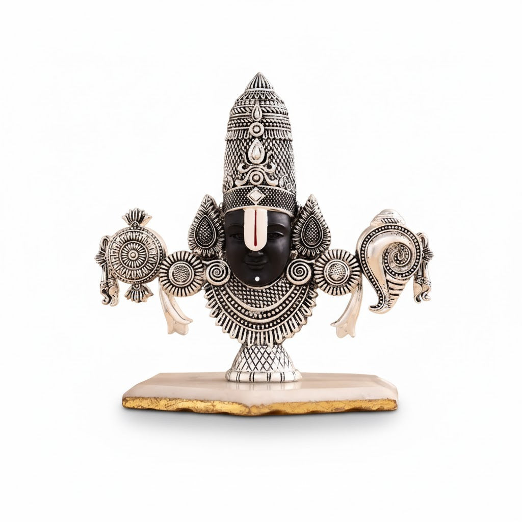 Lord Balaji Face Idol - Silver Plated