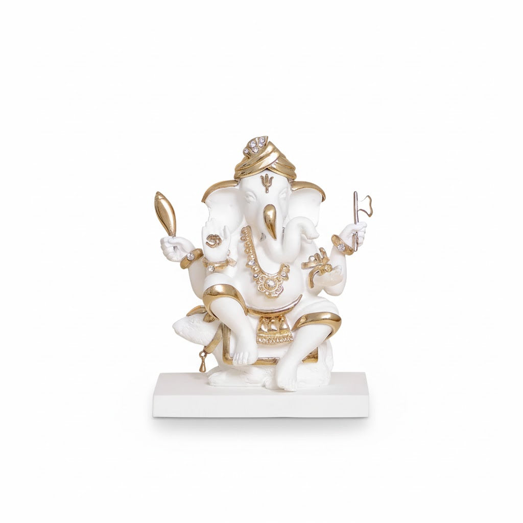 Premium White & Gold Lord Ganesh