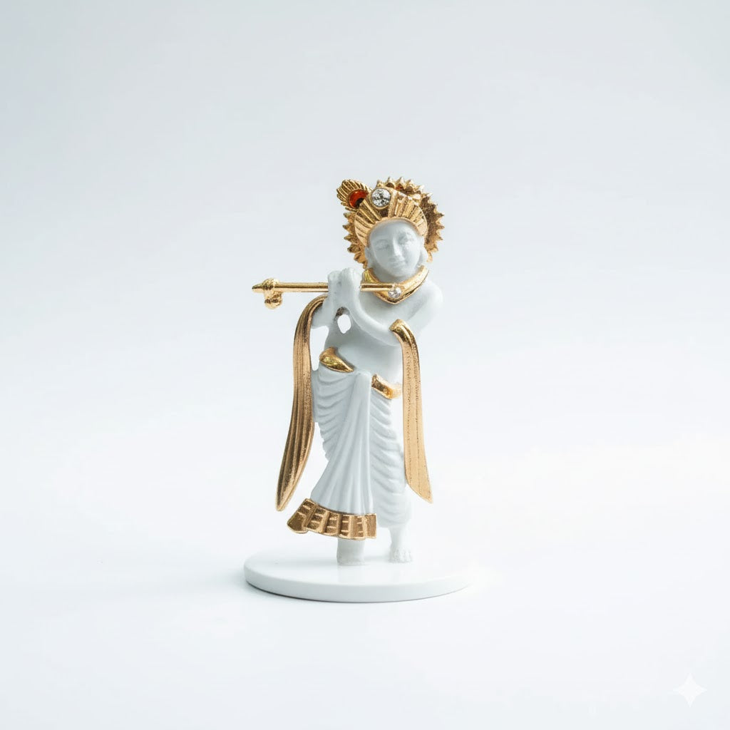 Krishna Idol for Car Dashboard - Gold Plated