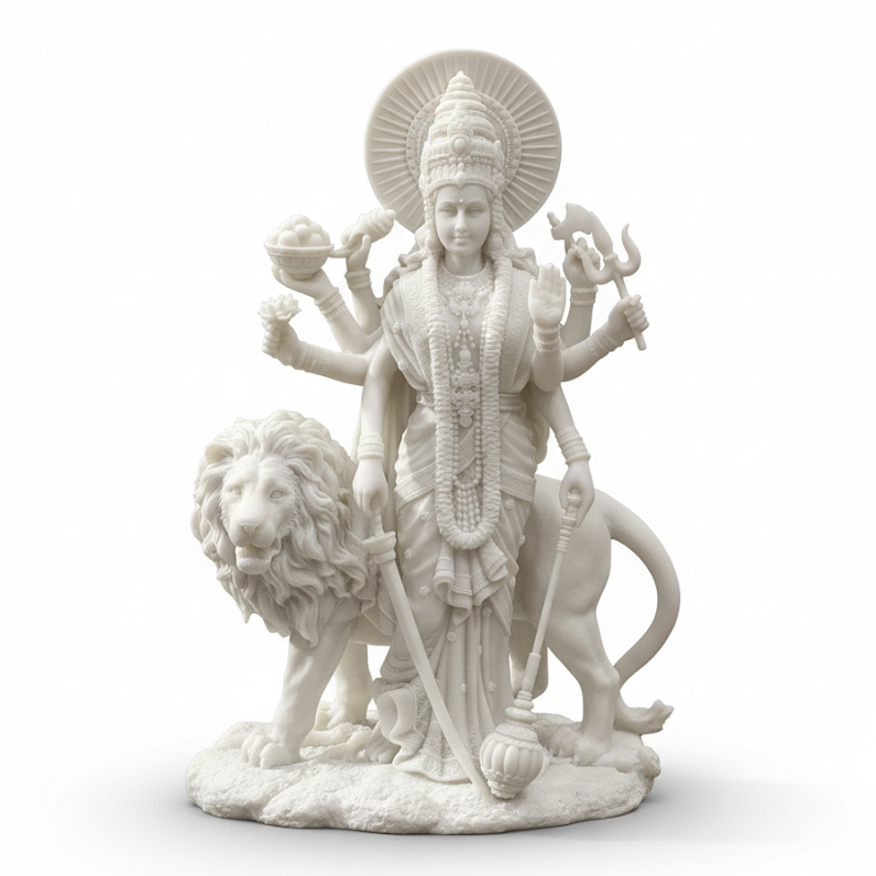 White Marble Durga Mata Statue