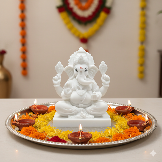 White Marble Lord Ganesha Idol