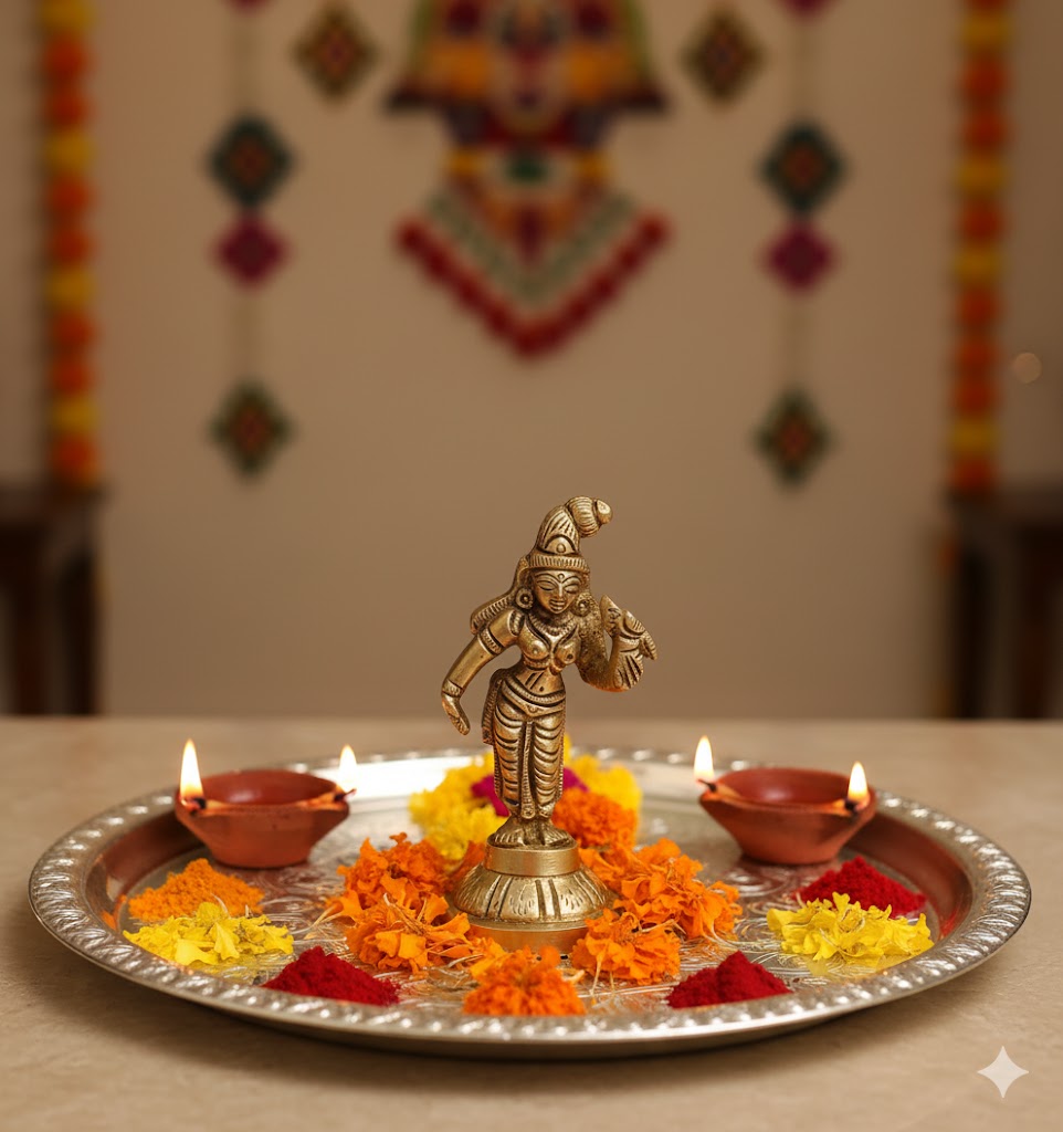 Buy Brass Andal Idol Online β Handcrafted 3 inch, 120g Thiruppavai Goddess Statue for Pooja, Home Temple & Divine Grace