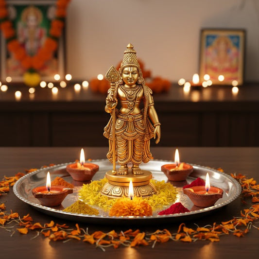Lord Kartikey Statue (Golden Finish)