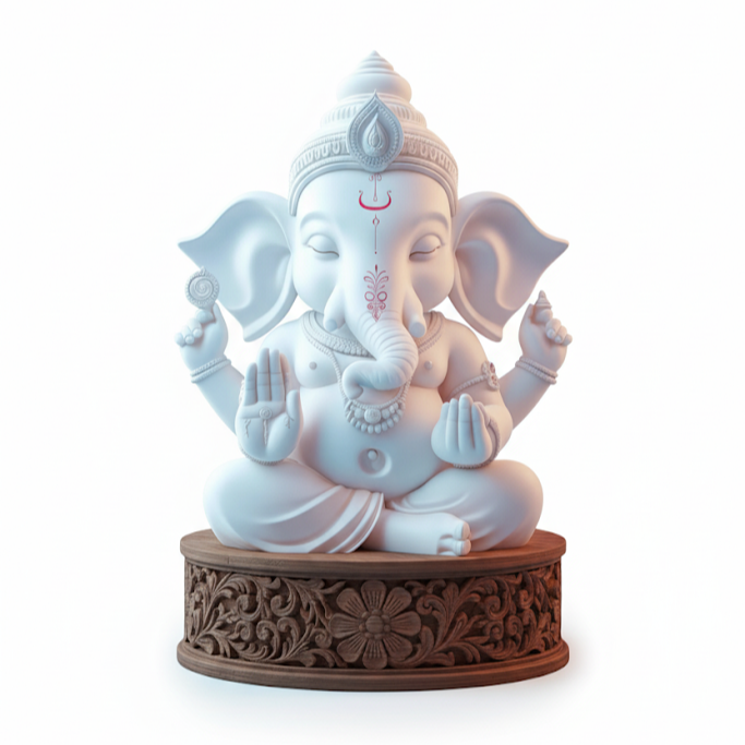 White Marble Bal Ganesha Idol