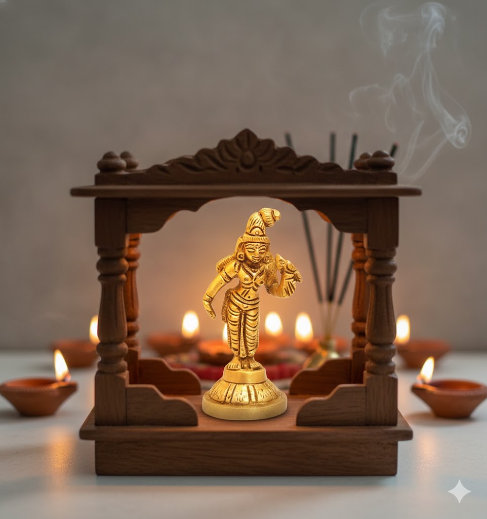 Buy Brass Andal Idol Online β Handcrafted 3 inch, 120g Thiruppavai Goddess Statue for Pooja, Home Temple & Divine Grace