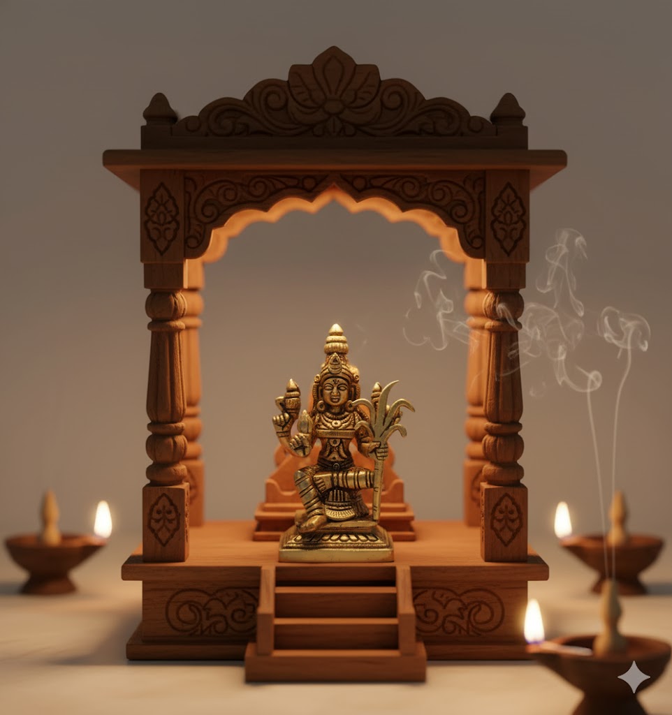 Brass Kamatchi Amman Statue Online β 430g, 4β³ Handcrafted Divine Idol for Pooja