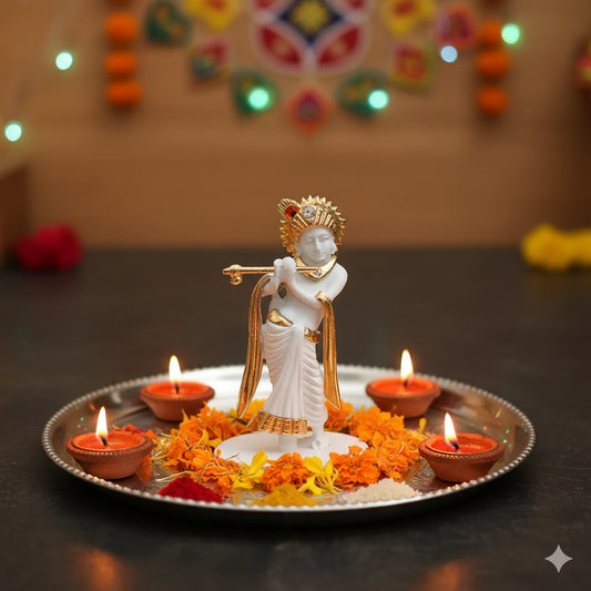 Krishna Idol for Car Dashboard - Gold Plated