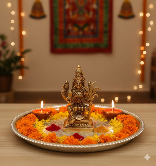 Brass Kamatchi Amman Statue Online – 430g, 4″ Handcrafted Divine Idol for Pooja