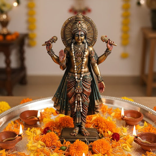 Bronze Finish Lord Vishnu Ji Idol