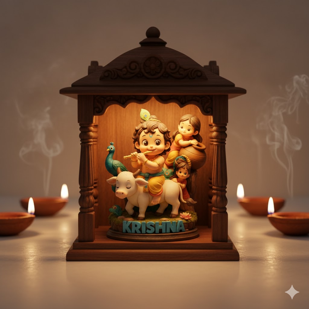 Bal Krishna With Cow Unique Idol (8 Inch)