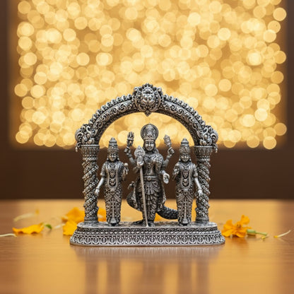 Silver Plated Lord Murugam Valli Deivanai Idol (4 Inch)