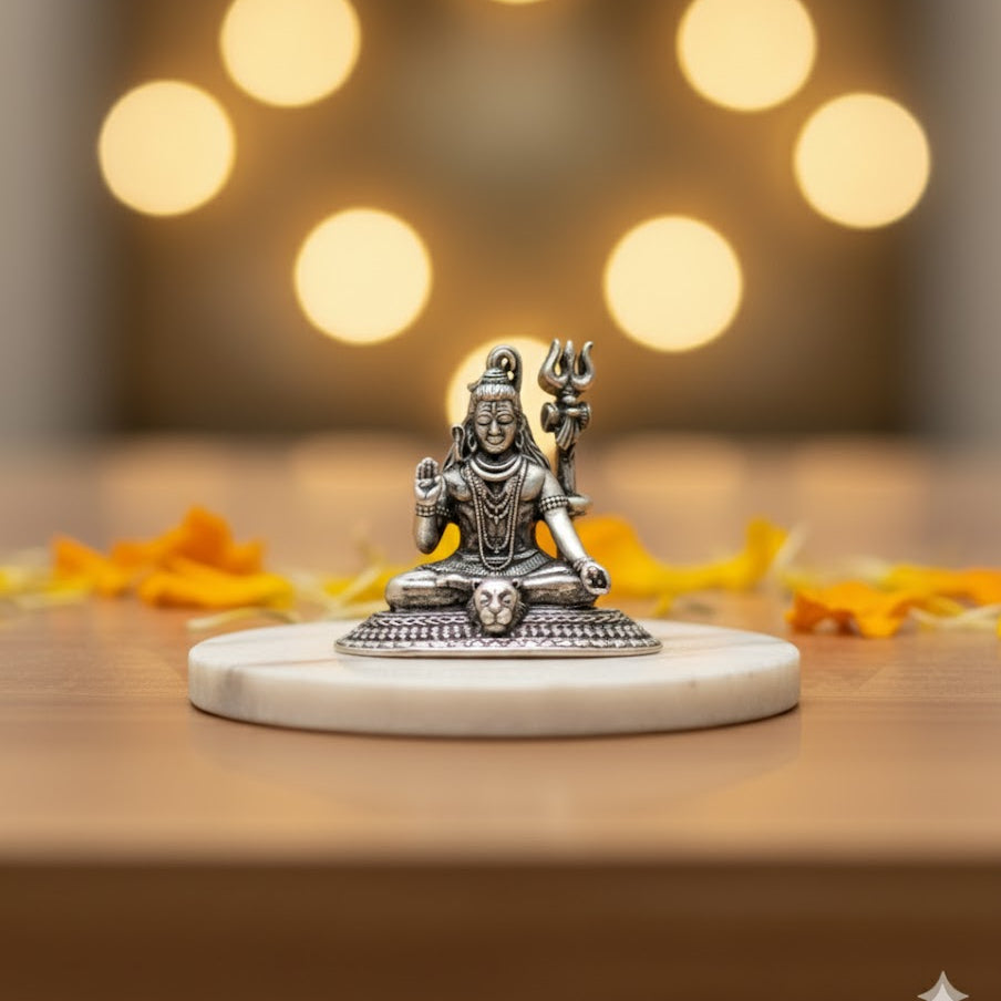 Silver Plated Shiv Idol (3 Inch)