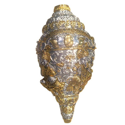 Silver Plated Ganesh Lakshmi Shankh Idol