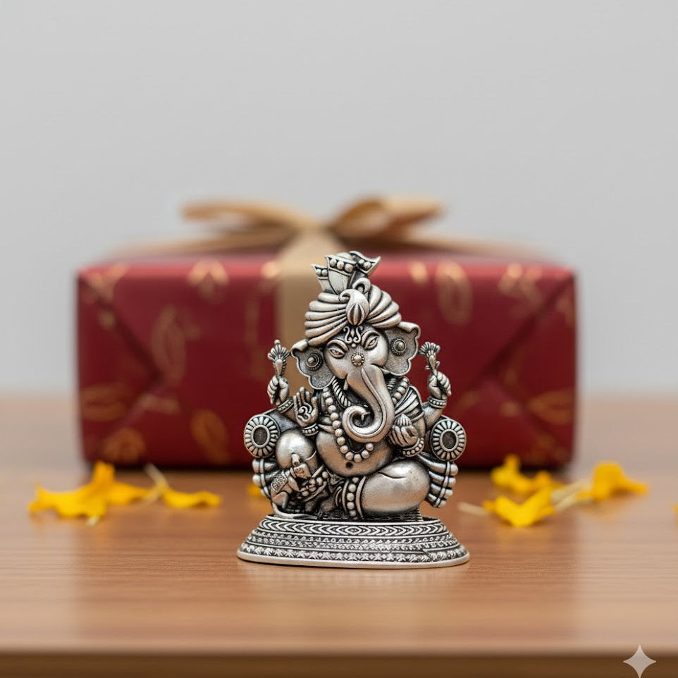Silver Plated Lord Ganesha Idol (3 Inch)