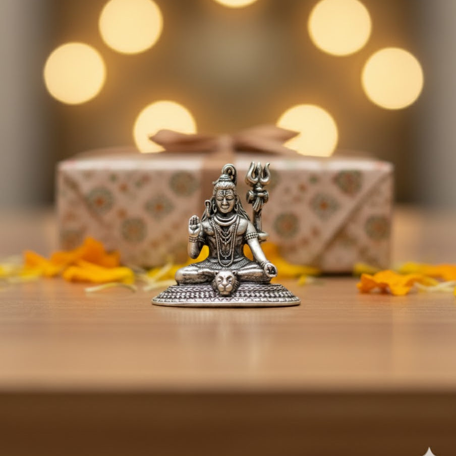 Silver Plated Shiv Idol (3 Inch)